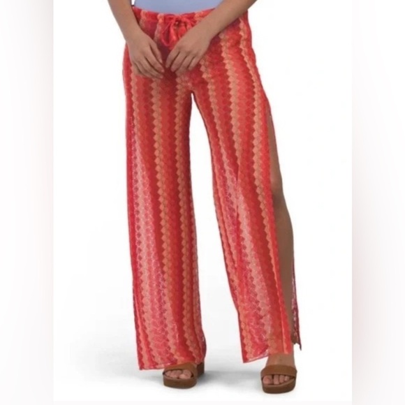 NEW BECCA By Rebecca Virtue Sunset Soiree Crochet Knit Split Wide Leg Coverup S - Picture 2 of 12